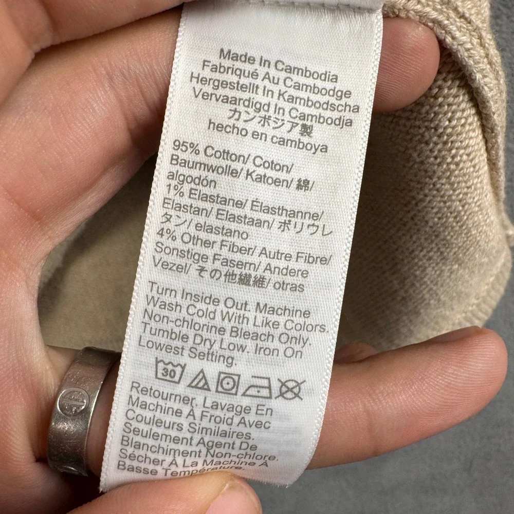 J.Crew Emilie Cardigan Sweater Beige Tan Gold Button Cotton Blend CG824 Womens M - Picture 6 of 8